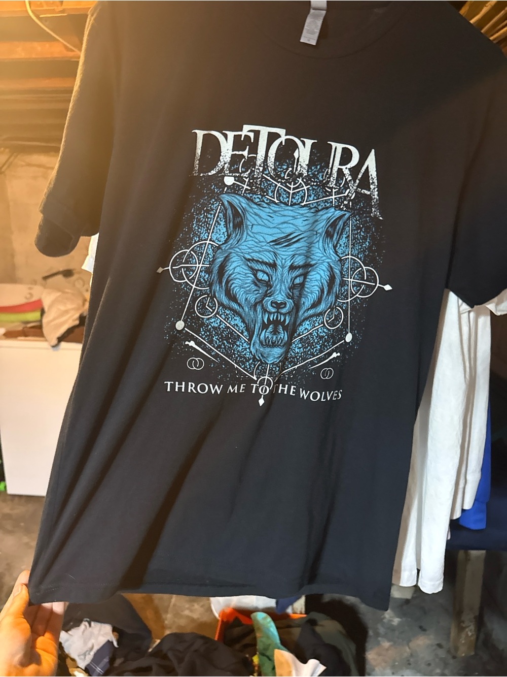 Next Level Apparel Black Short-Sleeve Tee with Blue Wolf Graphic